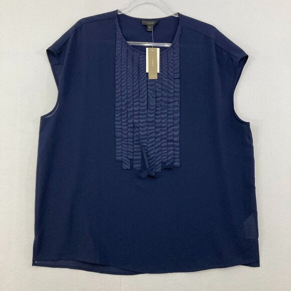 J. Crew Tops - New J. Crew‎ size 16 Tall Navy Keyhole Grosgrain Ribbon Preppy Blouse Office